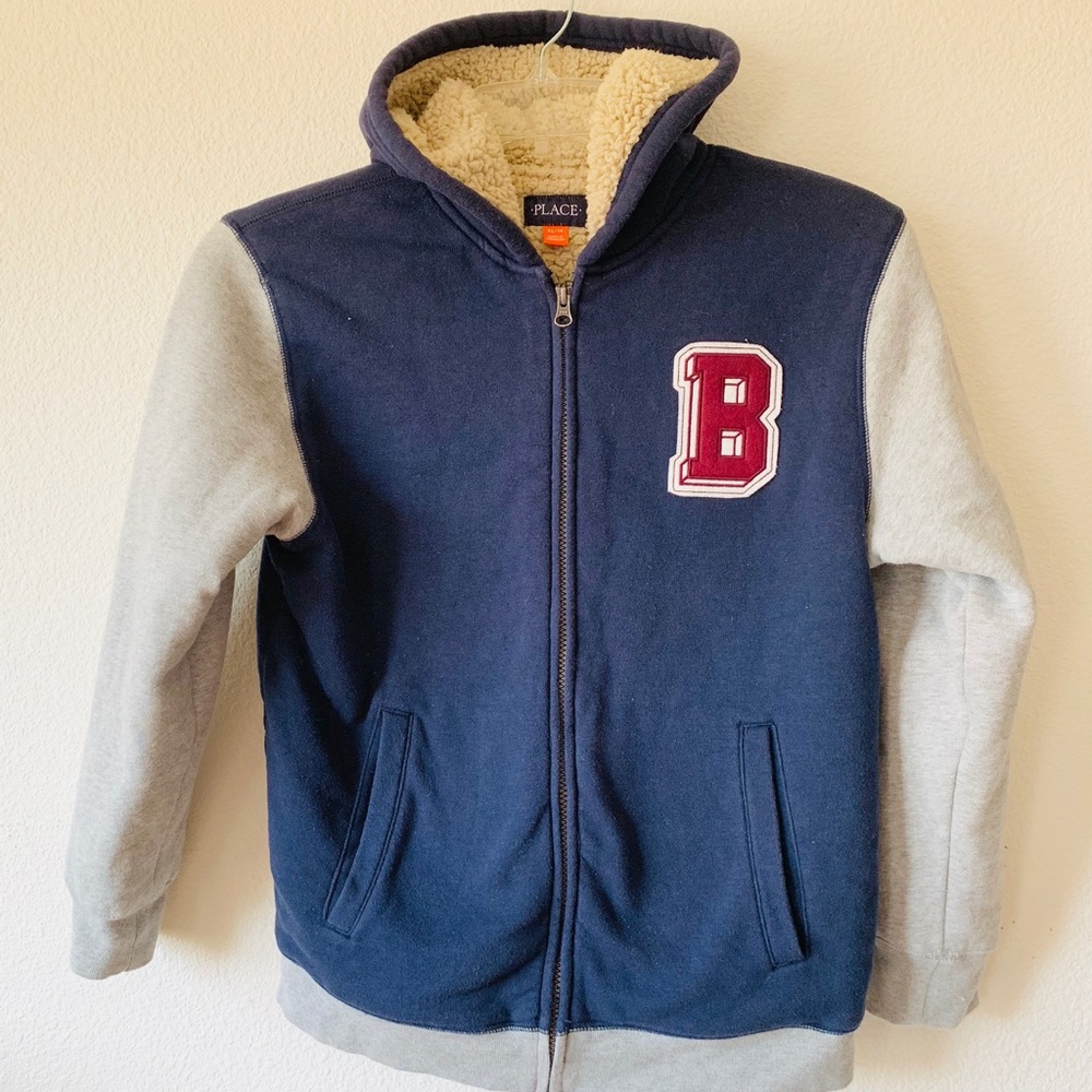 Boys active long sleeve hoodie with faux Sherpa